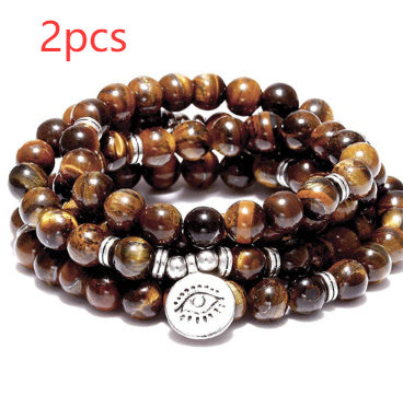 Amazon Stone Tiger Eye Stone Bracelet Necklace 108 Buddha Beads Lotus Bracelet Jewelry & Accessories