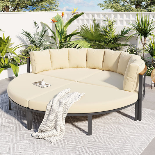 Ensemble de meubles de jardin circulaires en forme de U, 4 pièces