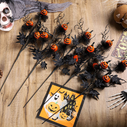 Halloween Decorations Black Horror Pumpkin Twig Cutting Bouquet Home Ornaments