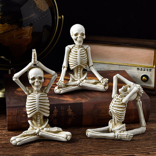 Halloween Horror Desktop Decoration Resin Ornaments Feature Modeling Yoga Skull Skeleton Home Ornaments