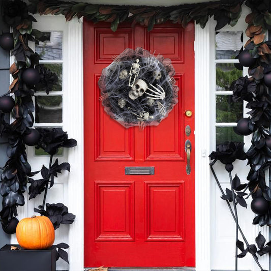 Halloween Black Mesh Skull Garland Party Layout Props Home Ornaments