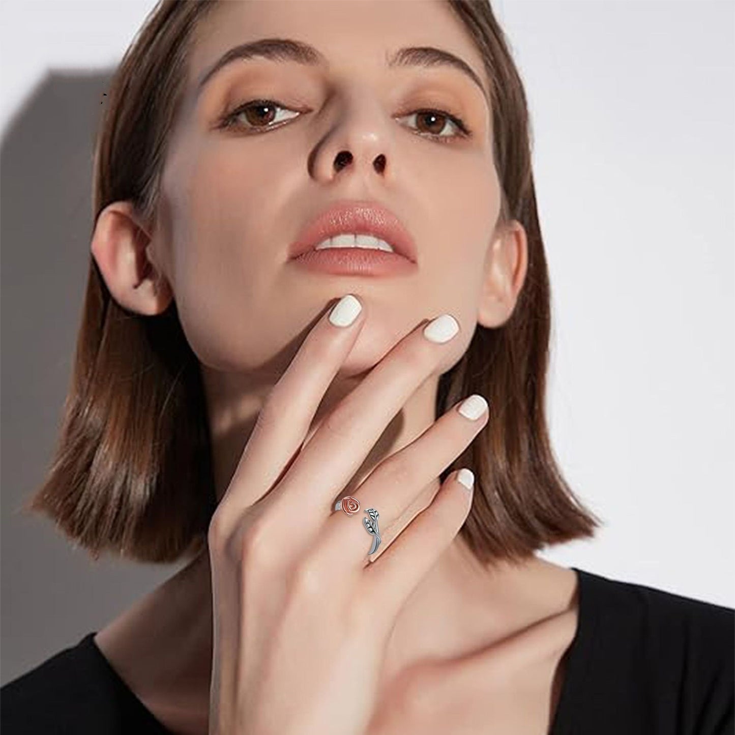 Creative Roses Ring Elegant Simple Twin Ring Jewelry/Accessories