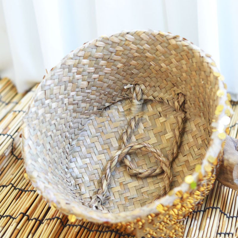 Straw folding basket furnishing household items Home Ornaments