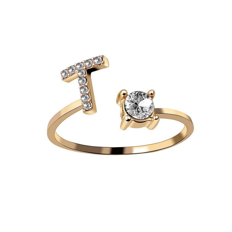 New Design Adjustable 26 Initial Letter Ring Fashion Jewelry For Women Simple Elegant Jewelry Exquisite Rings /Jewelry & Accessories