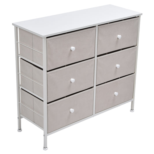 3Tier 6 Drawers Chest NonWoven Fabric Storage Cabinet Unit with Handles Home Bedroom Furniture White Furniture