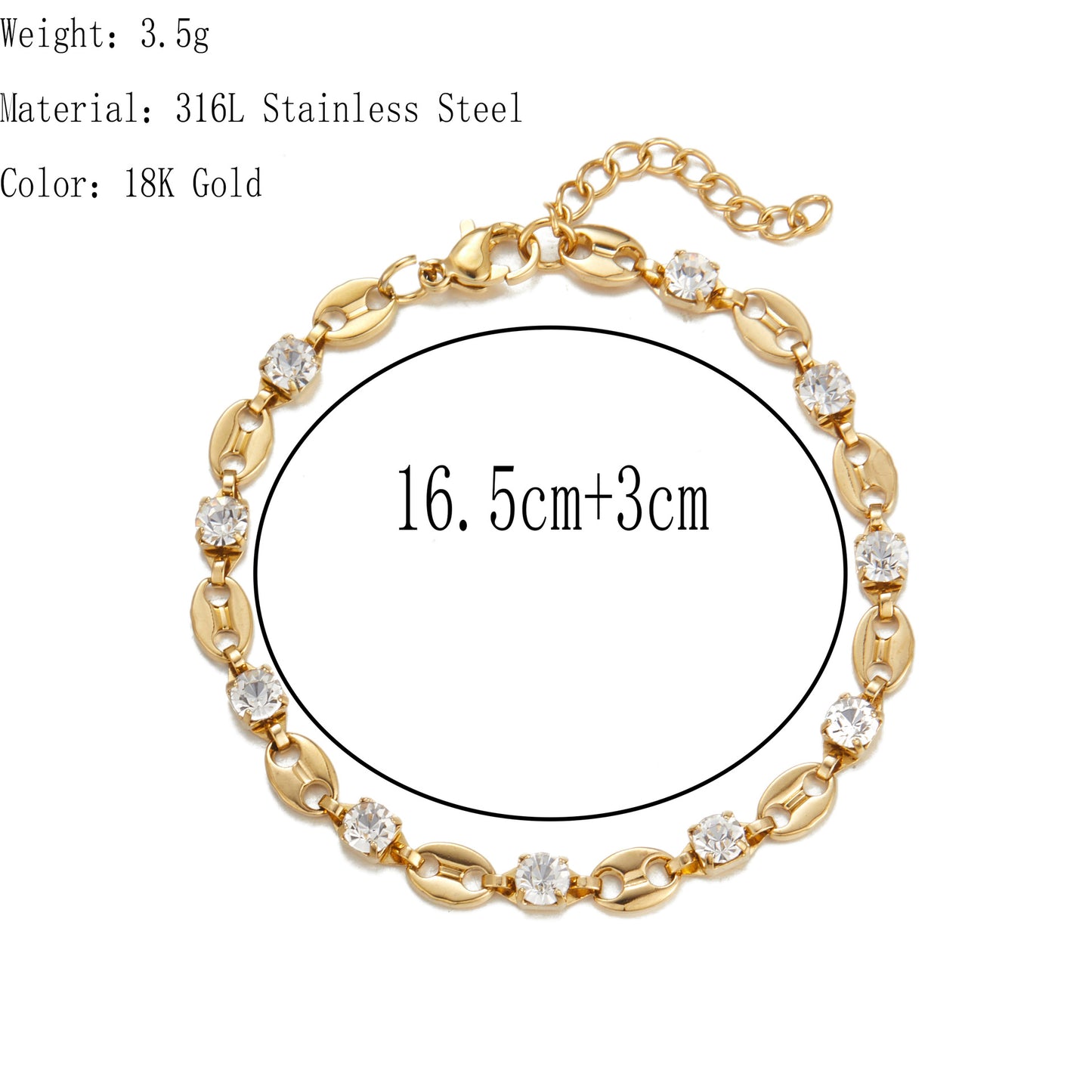 Fashionable 18K Titanium Steel Bracelet Hip-hop And Niche Style Jewelry & Accessories