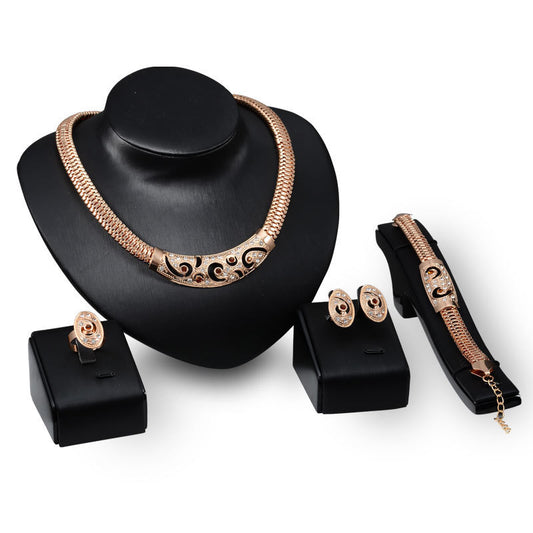 Punk Jewelry Set Necklace Earrings Bracelet Ring Jewelry Four Piece Set Jewelry/Accessories