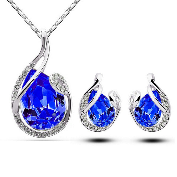 3pcs Rhinestone Necklace Set With Earrings Fashion Water-drop-shaped Jewelry For Women Valentine's Day Jewelry / Accessories