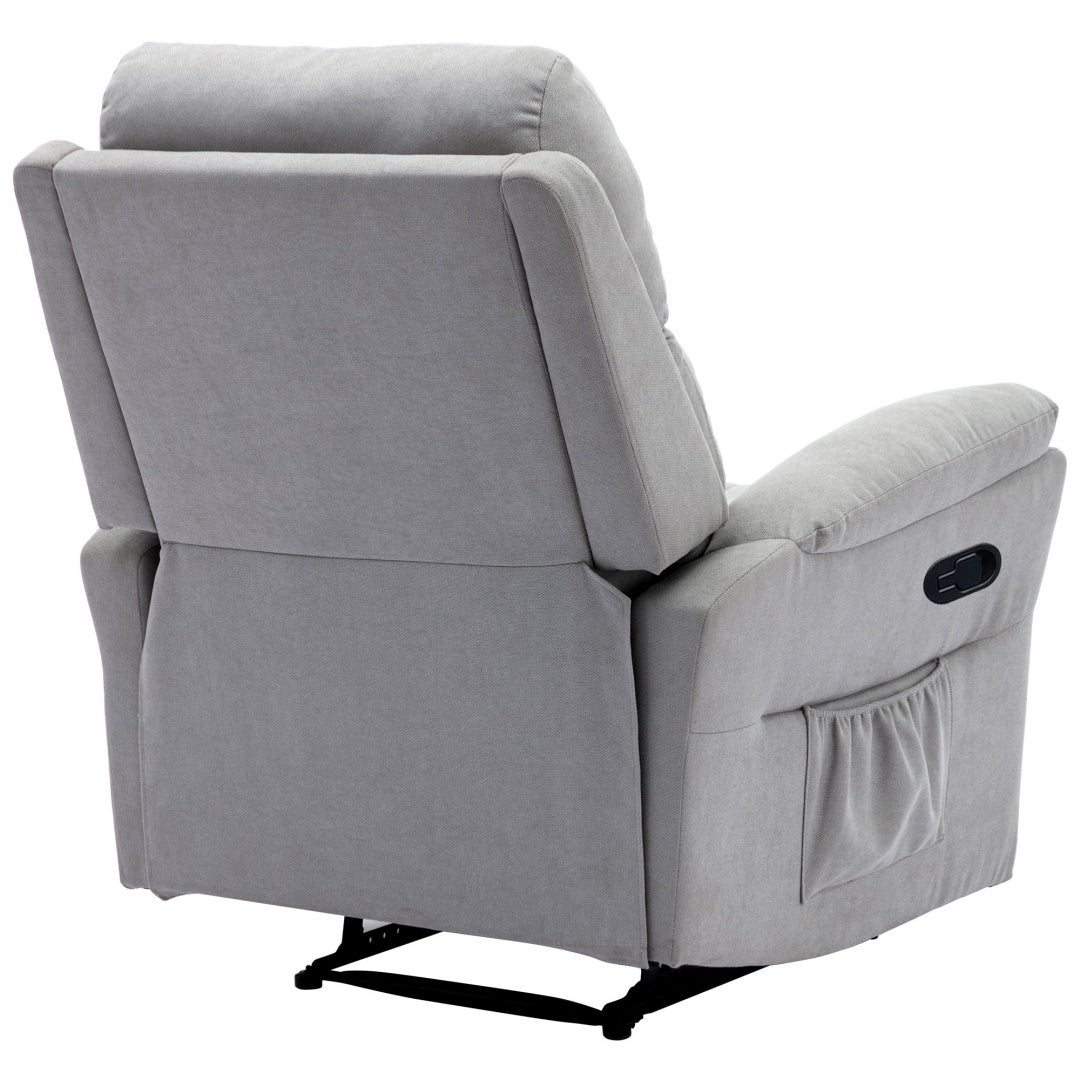 Recliner Chair For The Elderly, Fabric Upholstered Chair With Side Pockets, Recliner Armchair Adjustable For Living Room Bedroom,Gray Furniture