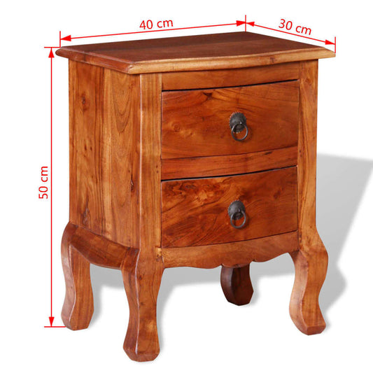 vidaXL Nightstands with Drawers 2 pcs Solid Acacia Wood Furniture