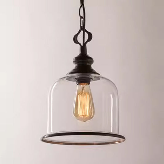 Lustre en verre transparent de personnalité simple et rétro