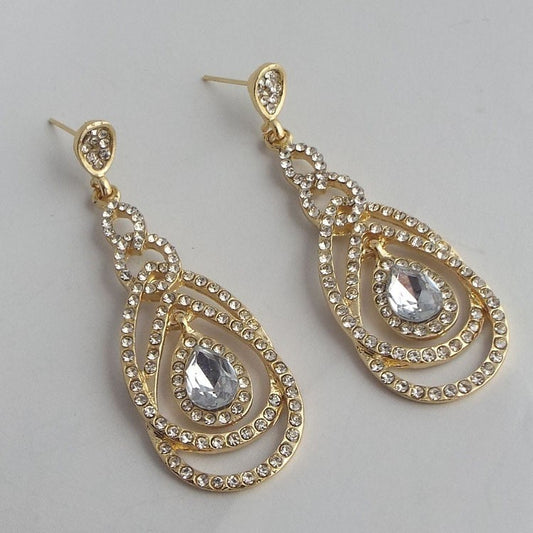 Qifu European And American Exaggerated Long Geometric Circle Jeweled Earrings Jewelry/Accessories