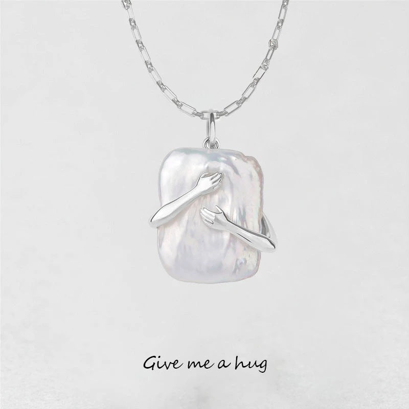 Unique Square Baroque Pearl Couple Pendant Necklace Valentines Day Lover Gift Party Jewelry Jewelry / Accessories
