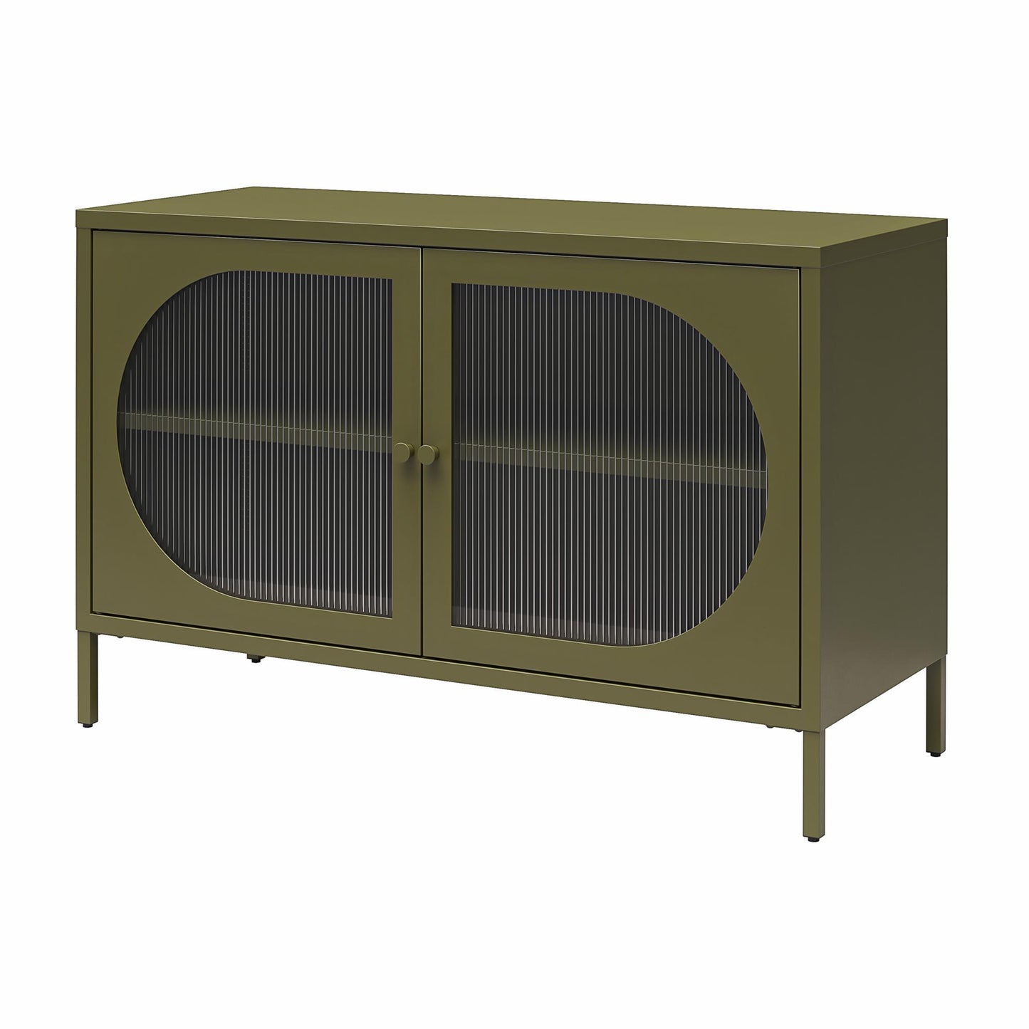 Luna Wide 2-Door Accent Cabinet With Fluted Glass Furniture
