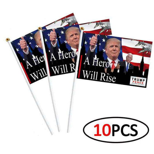 American Flag TRUMP Hand Signal Flag With Flagpole No 8 14 21cm Flags & Banners