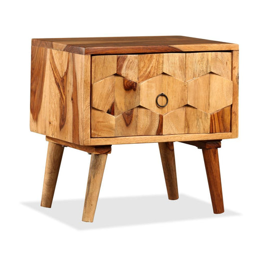 vidaXL Bedside Cabinet with 1 Drawer Solid Sheesham Wood Furniture