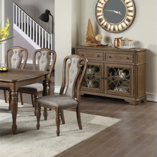 Set Of 2 Dining Chairs Upholstered Tufted Unique Design Chairs Back Cushion Seat Dining Room Furniture