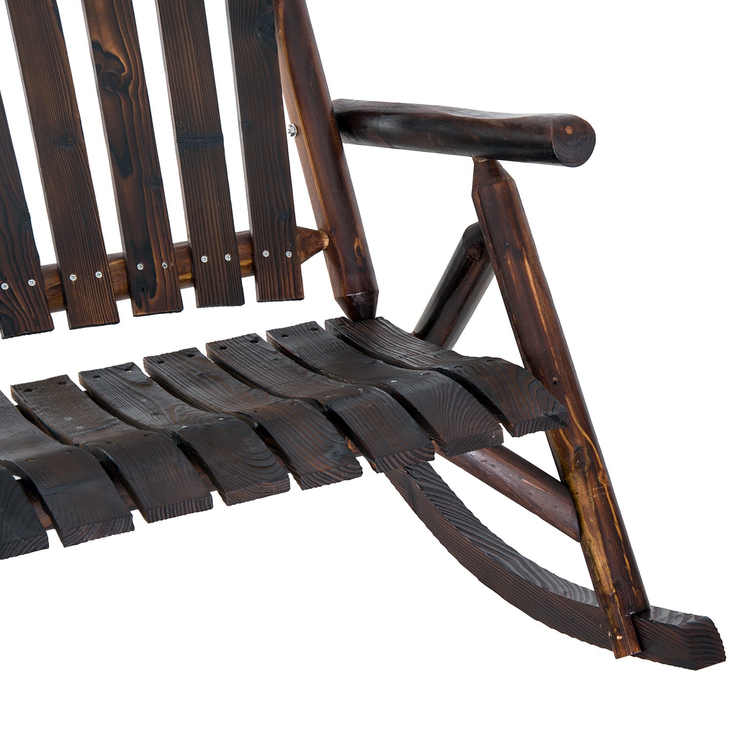 Classic Wooden High-Back Rocker, Carbonized For Garden Serenity & Relaxation, Durable Outdoor Garden Patio  Furniture