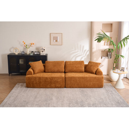 LY-024OR COMPRESSION SOFA4-seater Combined Sofa, Crochet Yarn Fabric, Full Sponge Compression Sofa,combined Sofa With 4 Pillows For Home Living  Home Furniture  Apartment  Office House Furniture