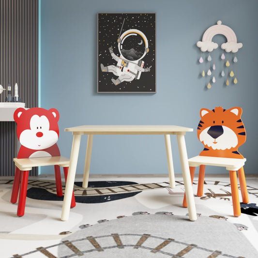 Ensemble table et 2 chaises pour enfants, ensemble de jeu d'activités en bois 3 pièces pour tout-petits
