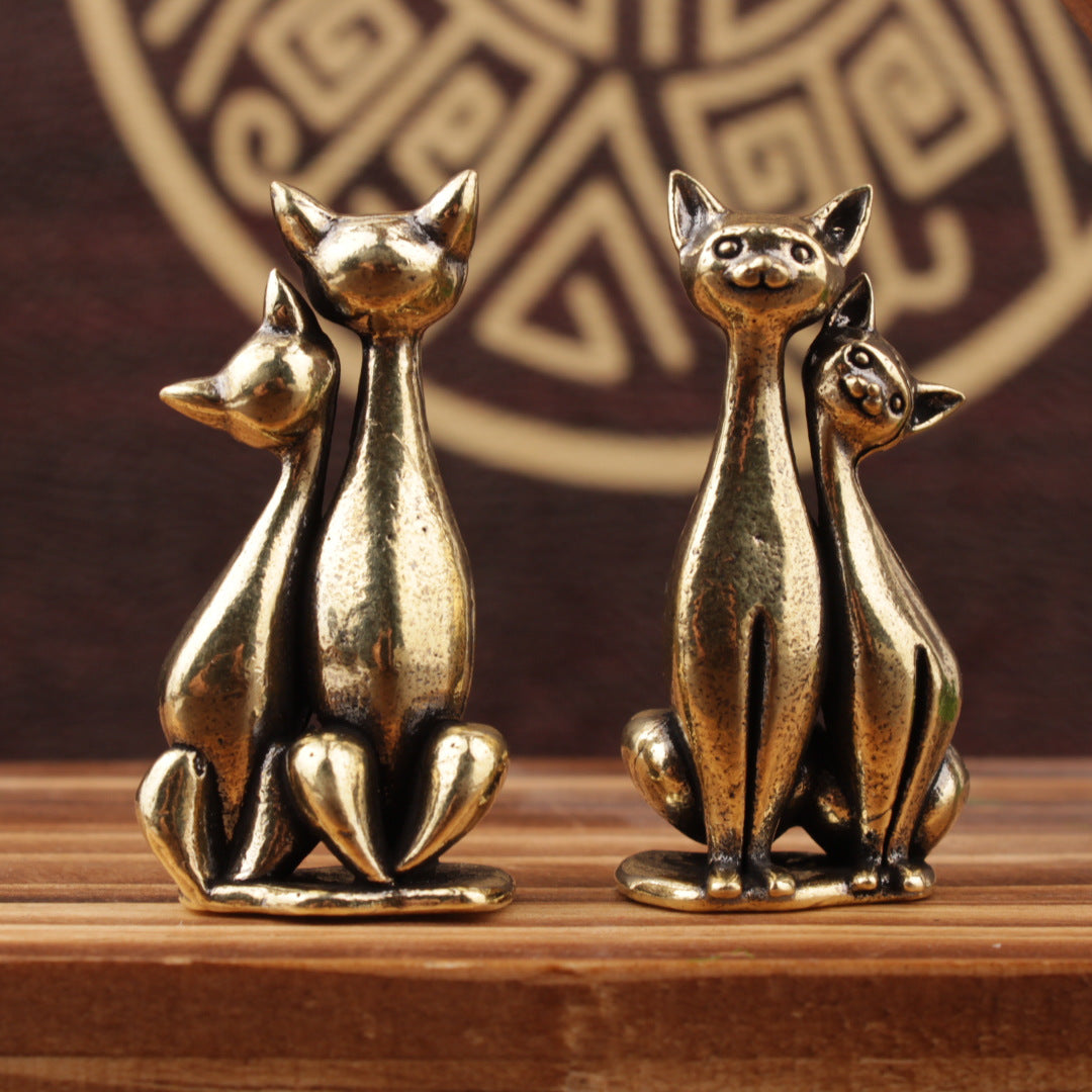 Brass Cat Ornament Couple Cat Ornament Home Office Leisure Small Ornament Home Ornaments