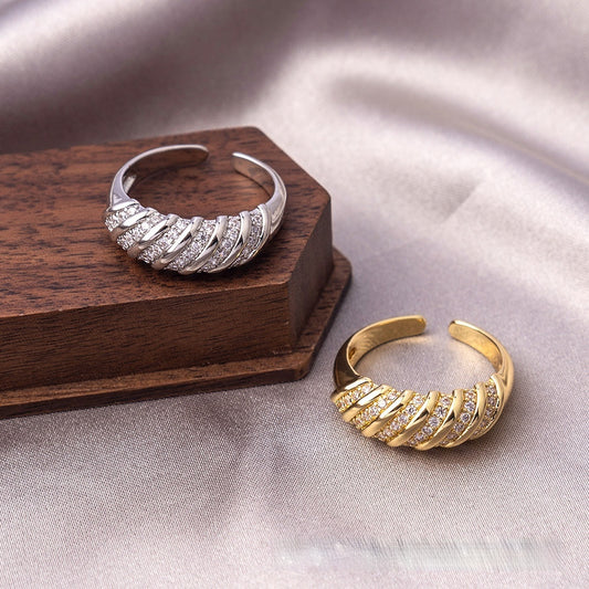 Ring Real Gold Zircon Ornament Adjustable Retro Heavy Industry Exquisite Ring Ornament Jewelry & Accessories