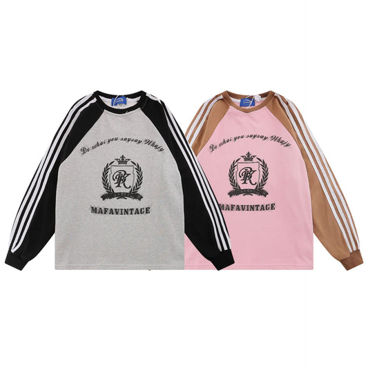 American Retro Raglan Pullover Casual All-matching Apparel / Clothing