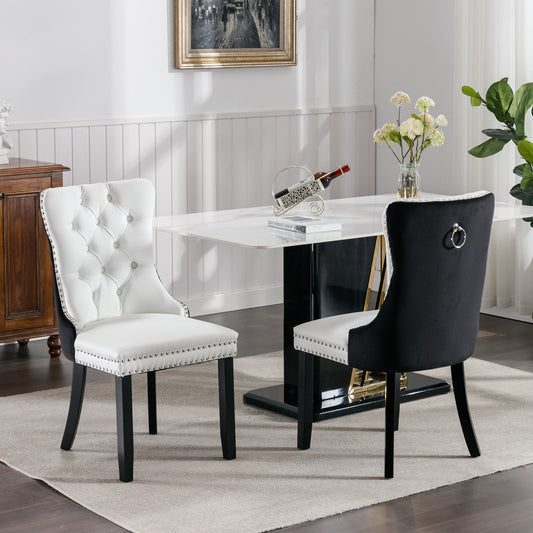 Chaise Nikki moderne en velours PU et bois massif capitonné d'A&amp;A Furniture