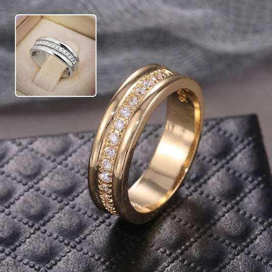 Simple Golden Sliver Rhinestones Ring Copper Plated  Exquisite RIngs Fashion Jewellery & Accessories