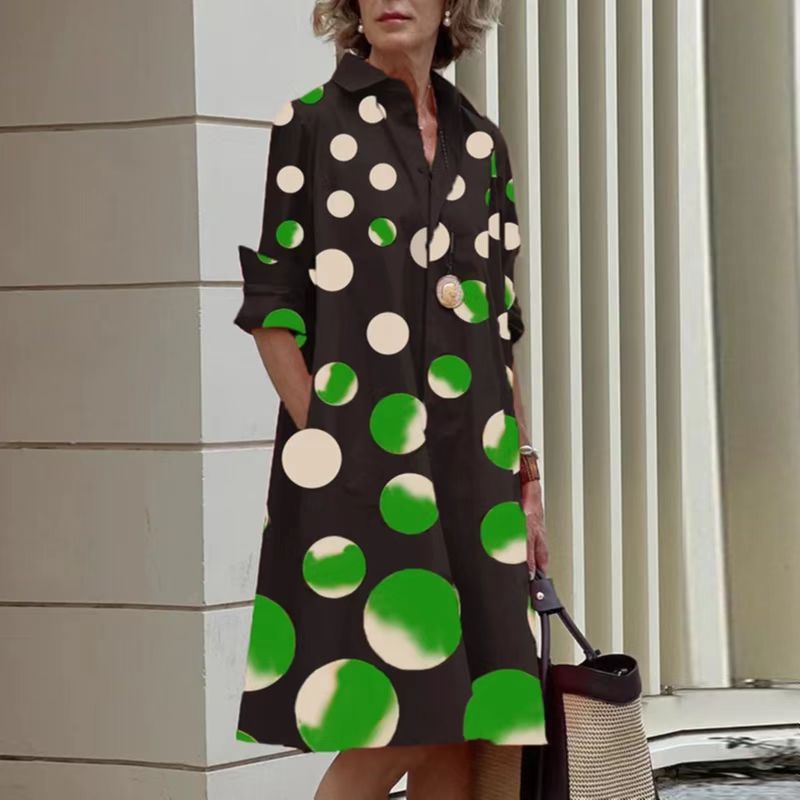 Women's Printed Simple Mid-length Dress Women's Garments Apparel / Clothing