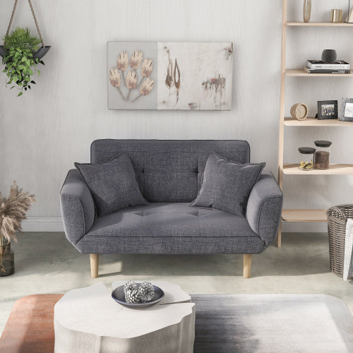 Small Sofa Bed Modern And Simple Gray Sofa Fabric living room 2 Seater Sofa Couch Settee Recliner Sleeper Furniture