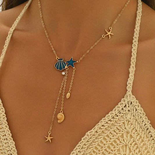 Creative Ocean Style Starfish And Shell Pendant Necklace Simple Jewelry & Accessories