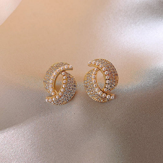 Full-jeweled Stud Earrings Women Jewelry/Accessories