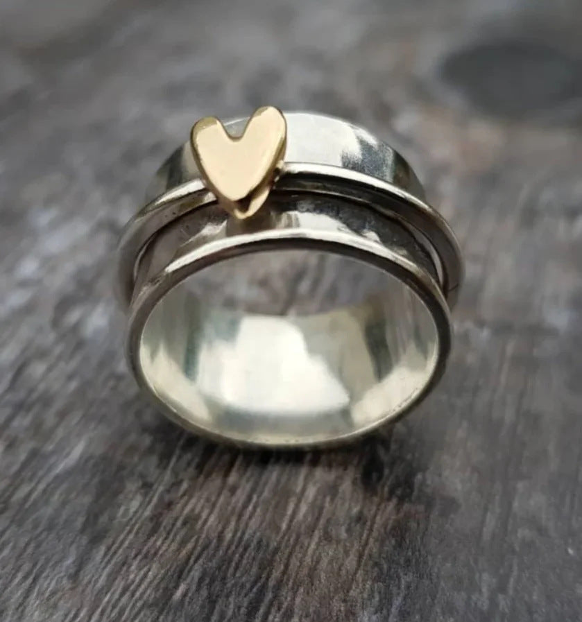 Simple Fashion Peach Heart Rotatable Decompression Ring