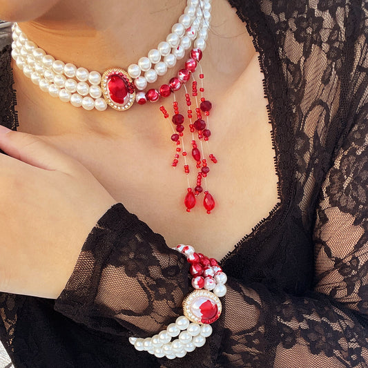 Halloween Pearl Collar Retro Gothic Style Jewelry & Accessories