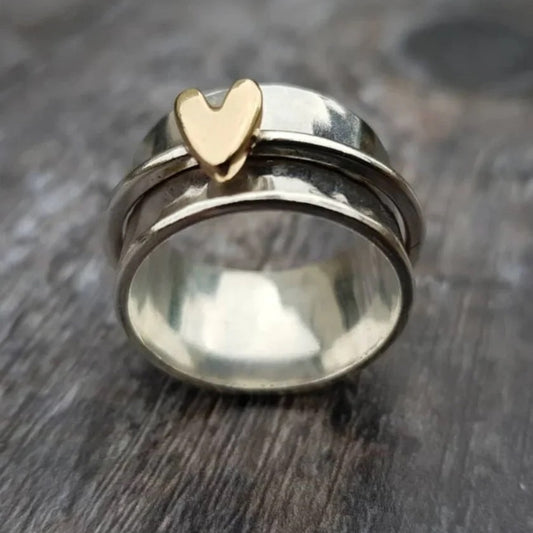 Simple Fashion Peach Heart Rotatable Decompression Ring