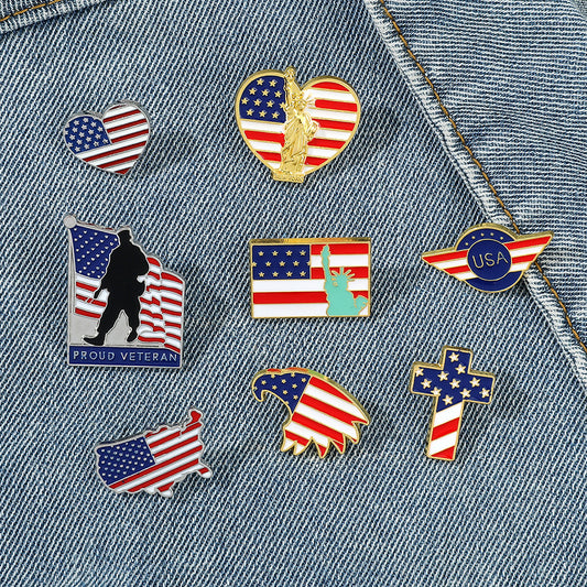 American Flag Series Gold M Badge Independence Day Alloy Brooch Jewelry/Accessories