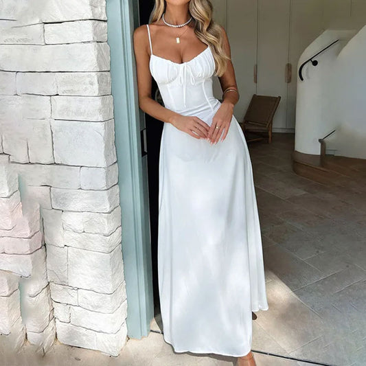 Cross-border Women's Clothing Elegant Lace-up Backless A- Line Dress Women's Garments Apparel / Clothing