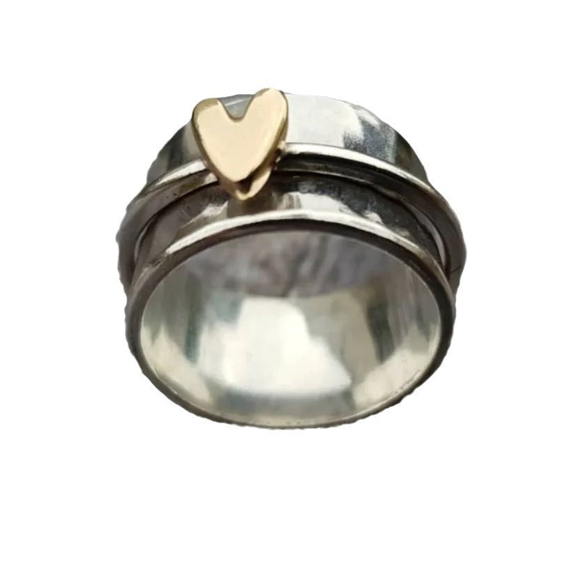 Simple Fashion Peach Heart Rotatable Decompression Ring