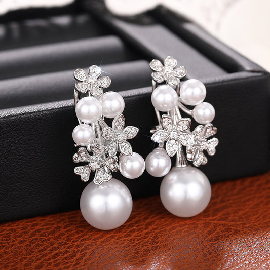 Women's Versatile Casual Pearl Flower Earrings Jewelry/Accessories