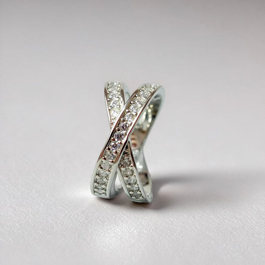 European And American Metal Cross Micro-inlaid Zircon Exquisite Ring Jewelry & Accessories