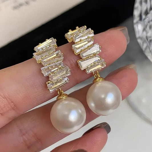Refined Zircon Pearl High-end Elegant Vintage Earrings Jewelry & Accessories