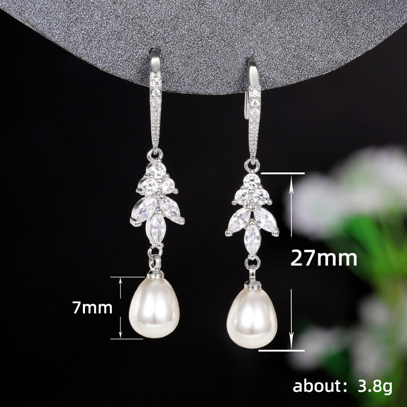 Long Pearl Earrings New Slimming Lady