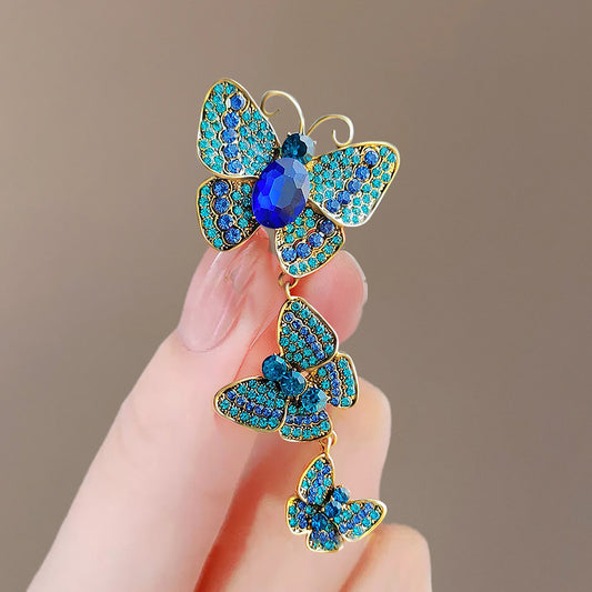 Women's Retro Diamonds Three Enamel Butterfly Brooch Jewelry/Accessories