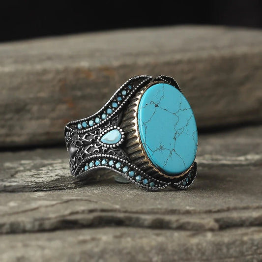 Men's Round Fashion Simple Turquoise Exquisite Rings/Jewelry & Accessories