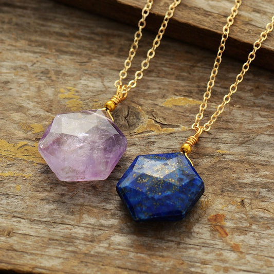 Natural Stone Hexagonal Crystal Simplicity Fashion Necklace Jewelry/Accessories