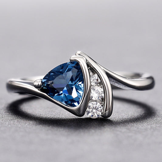 Geometric Design Copper Inlaid Zircon Women's Fashion Personality Affordable Luxury Silver Ring Jewelry/Accessories