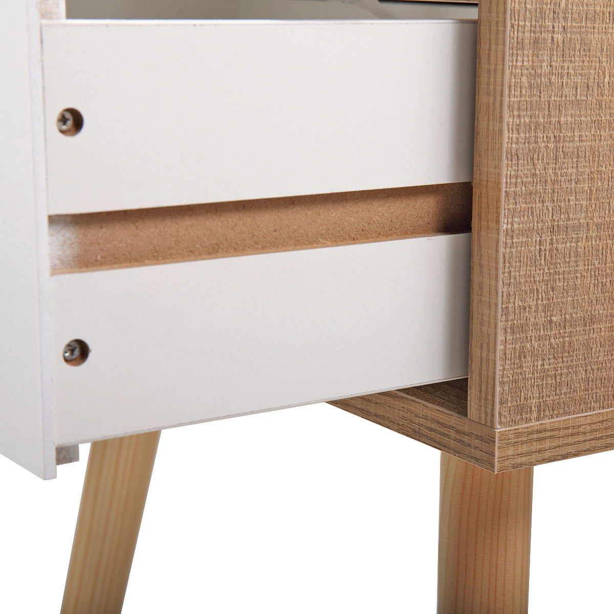 Set Of 2 Modern Nightstands With 2 Drawers & Splayed Legs - White Furniture