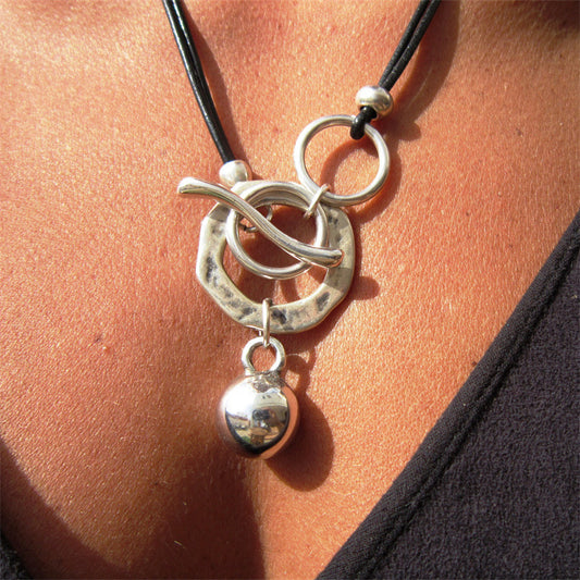 Bohemian Ring Leather Necklace OT Buckle Drop Jewelry/Accessories