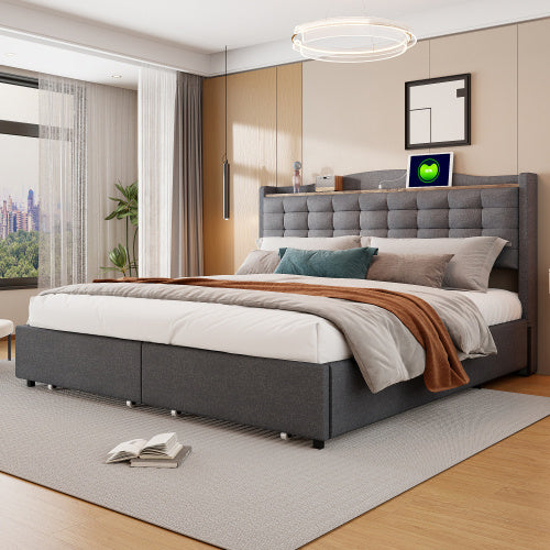 Linen Bed Frame Bedroom Furniture